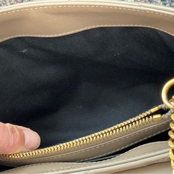 YSL Calfskin Y Quilted Monogram Small Loulou Chain Satchel Dark Beige - Picture 6 of 8